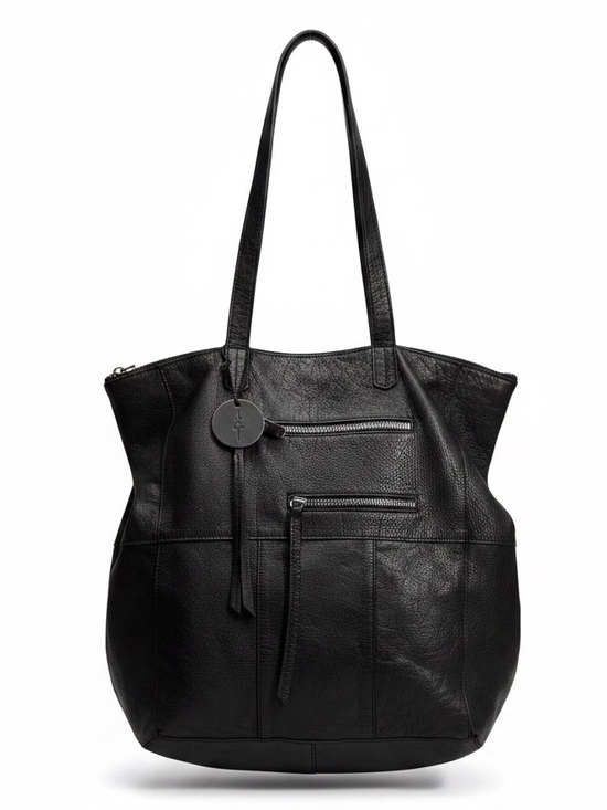 Day & Mood Handbags - Day and Mood Heather Tote Bag Womens Black Pebbled Leather Shoulder Slouchy